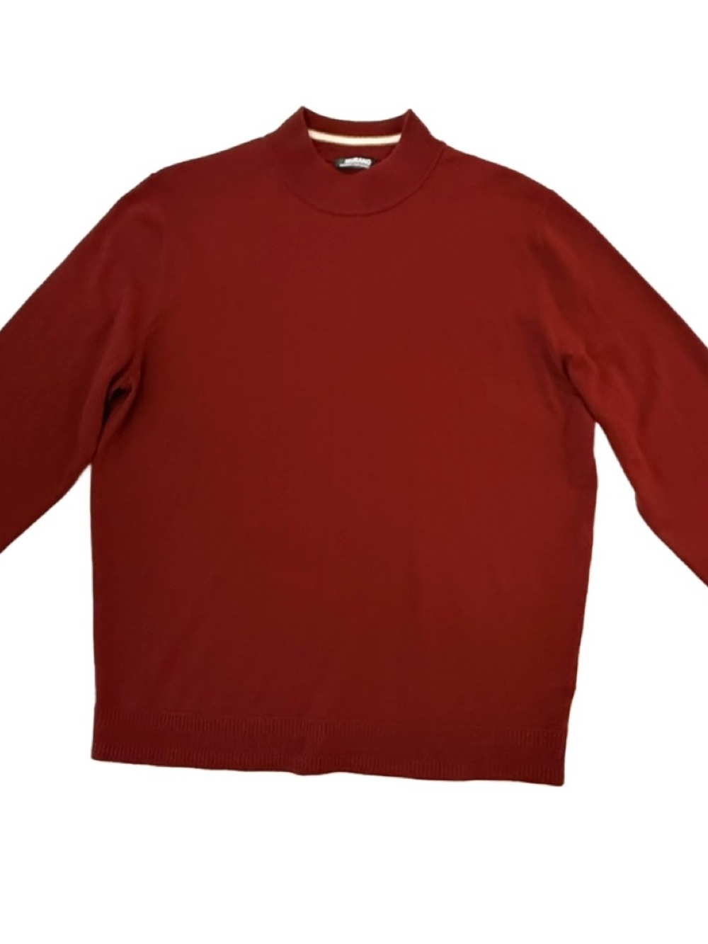 Men's Burnt Orange Mock Neck Sweater. Large
